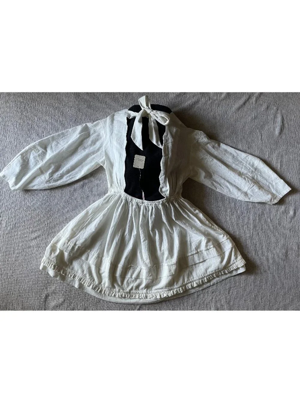 NEW Free People Boho White (Ivory) mini Dress Backless with Pockets Cotton 100%